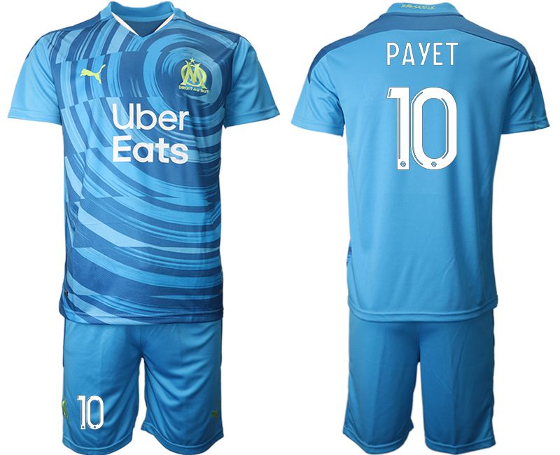 Men 2020-2021 club Olympique de Marseille away #10 blue Soccer Jerseys->customized soccer jersey->Custom Jersey